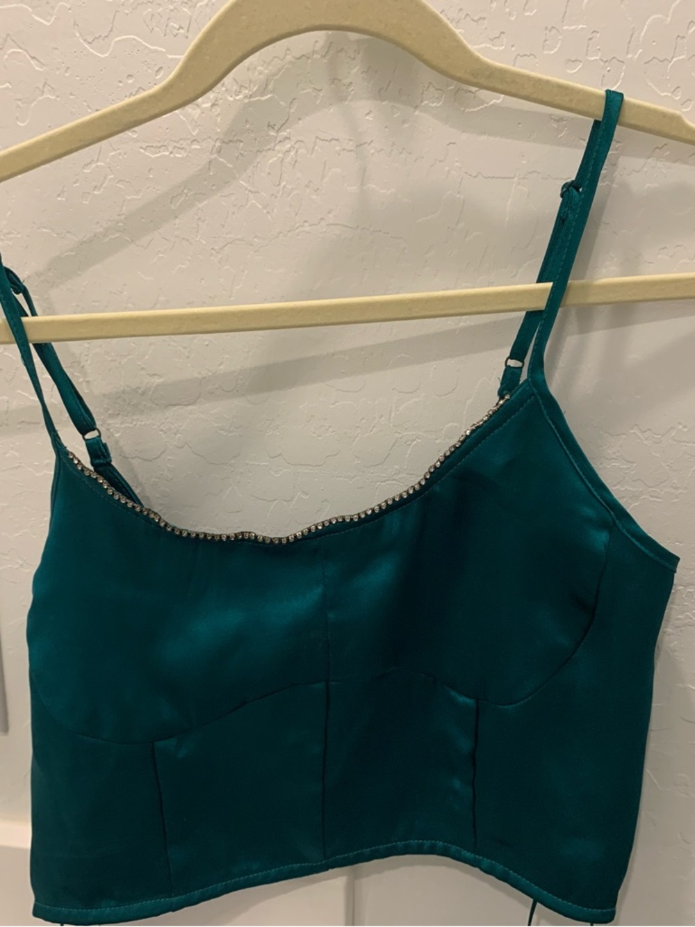 Emerald Satin Two-Piece Jumpsuit Set for formal events - Picture 7 of 8